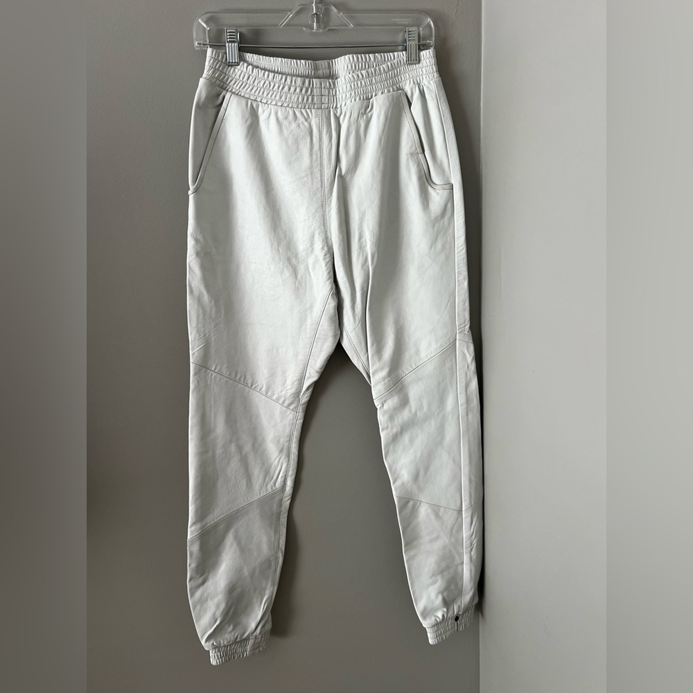 NWT OneTeaspoon White Leather Elastic Drop Waist Joggers Sz L/AUS 12